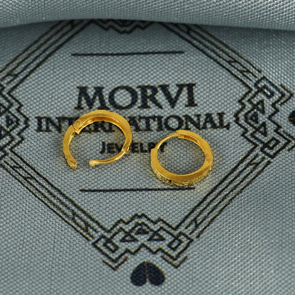 18k Gold Hoop Bali Earrings , Handmade Yellow gold earrings for women, Small Tiny Hoops, dainty indian gold earrings for teens, K6988