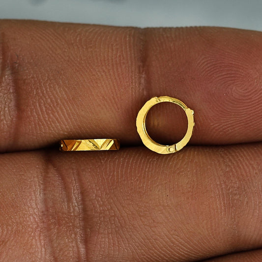 18k Gold Hoop Bali Earrings , Handmade Yellow gold earrings for women, Small Tiny Hoops, dainty indian gold earrings for teens, K6989