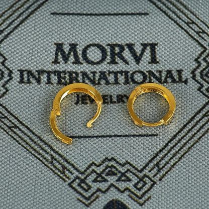 18k Gold Hoop Bali Earrings , Handmade Yellow gold earrings for women, Small Tiny Hoops, dainty indian gold earrings for teens, K6990