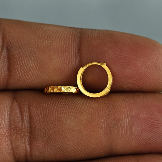 18k Gold Hoop Bali Earrings , Handmade Yellow gold earrings for women, Small Tiny Hoops, dainty indian gold earrings for teens, K6991