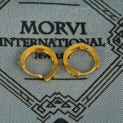 18k Gold Hoop Bali Earrings , Handmade Yellow gold earrings for women, Small Tiny Hoops, dainty indian gold earrings for teens, K6991