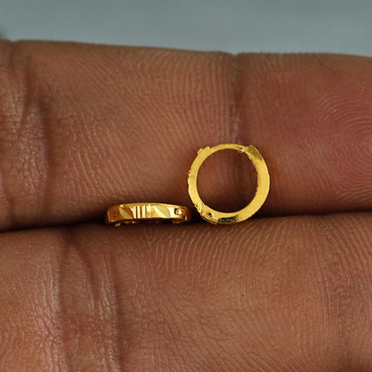 18k Gold Hoop Bali Earrings , Handmade Yellow gold earrings for women, Small Tiny Hoops, dainty indian gold earrings for teens, K6992