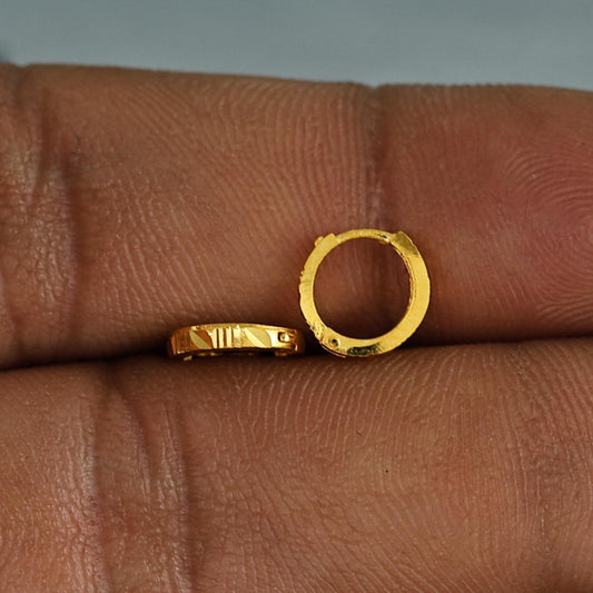 18k Gold Hoop Bali Earrings , Handmade Yellow gold earrings for women, Small Tiny Hoops, dainty indian gold earrings for teens, K6992