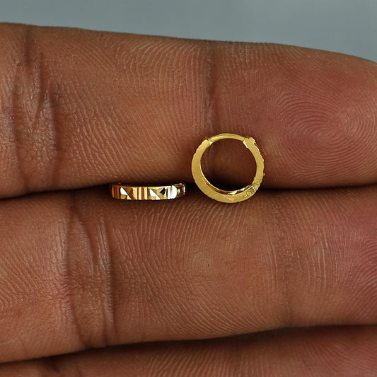 18k Gold Hoop Bali Earrings , Handmade Yellow gold earrings for women, Small Tiny Hoops, dainty indian gold earrings for teens, K6993