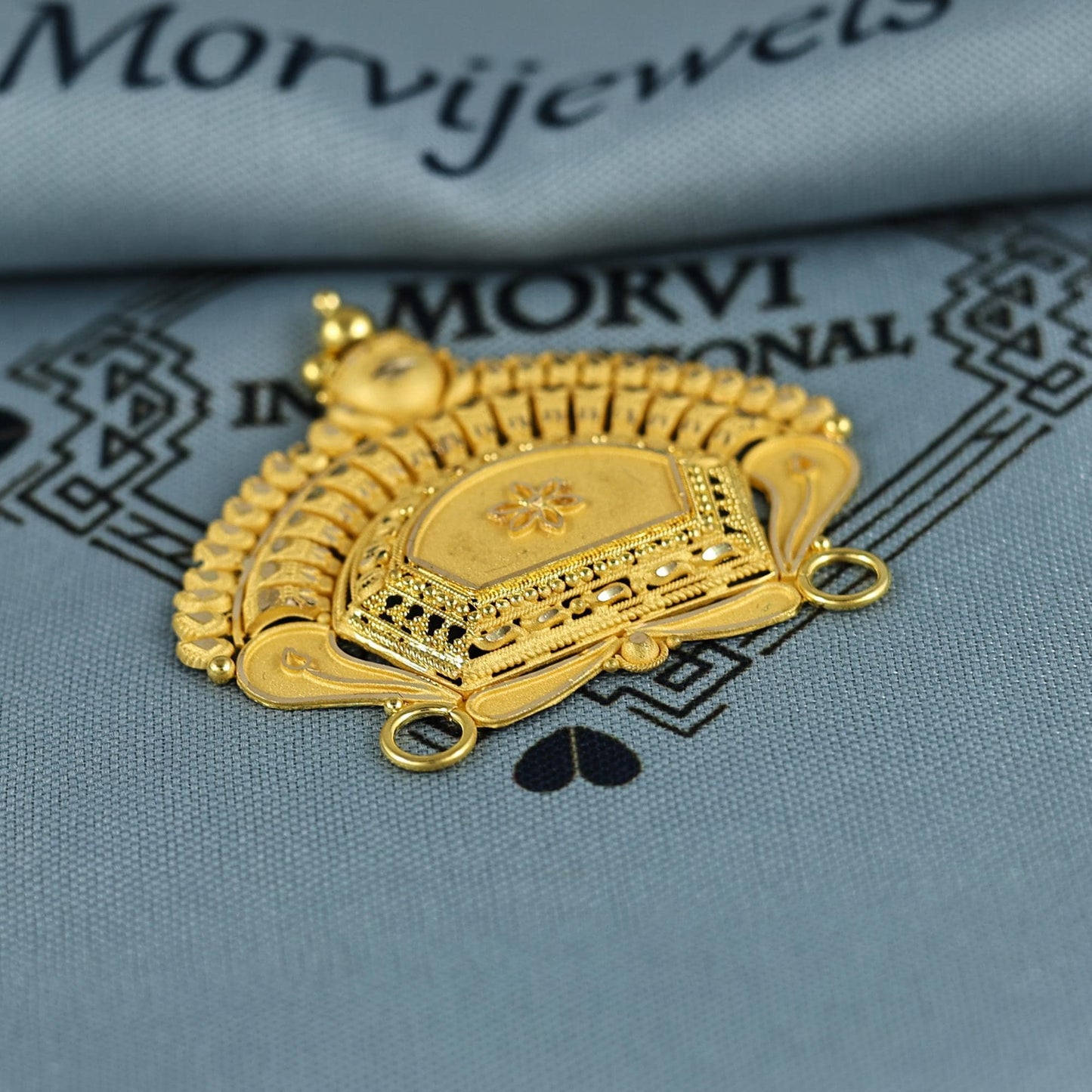 Pure 22k Yellow Gold Pendant Necklace Handmade Indian Mangalsutra Handmade Vintage Antique Design Jewelry, K6997