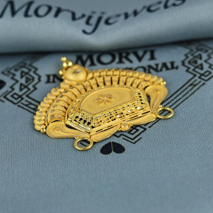 Pure 22k Yellow Gold Pendant Necklace Handmade Indian Mangalsutra Handmade Vintage Antique Design Jewelry, K6997