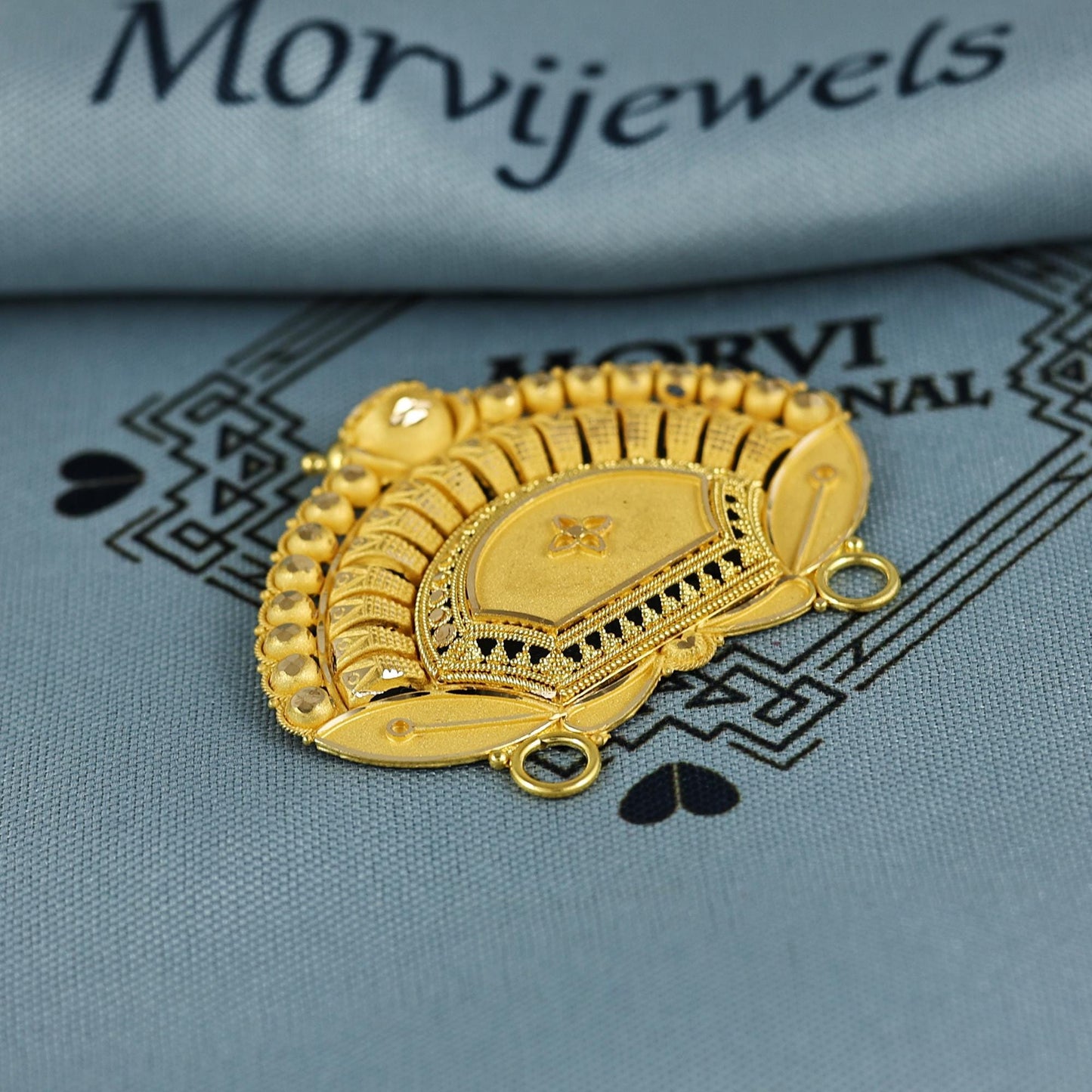 Pure 22k Yellow Gold Pendant Necklace Handmade Indian Mangalsutra Handmade Vintage Antique Design Jewelry, K6999