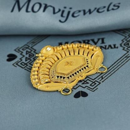 Pure 22k Yellow Gold Pendant Necklace Handmade Indian Mangalsutra Handmade Vintage Antique Design Jewelry, K6999
