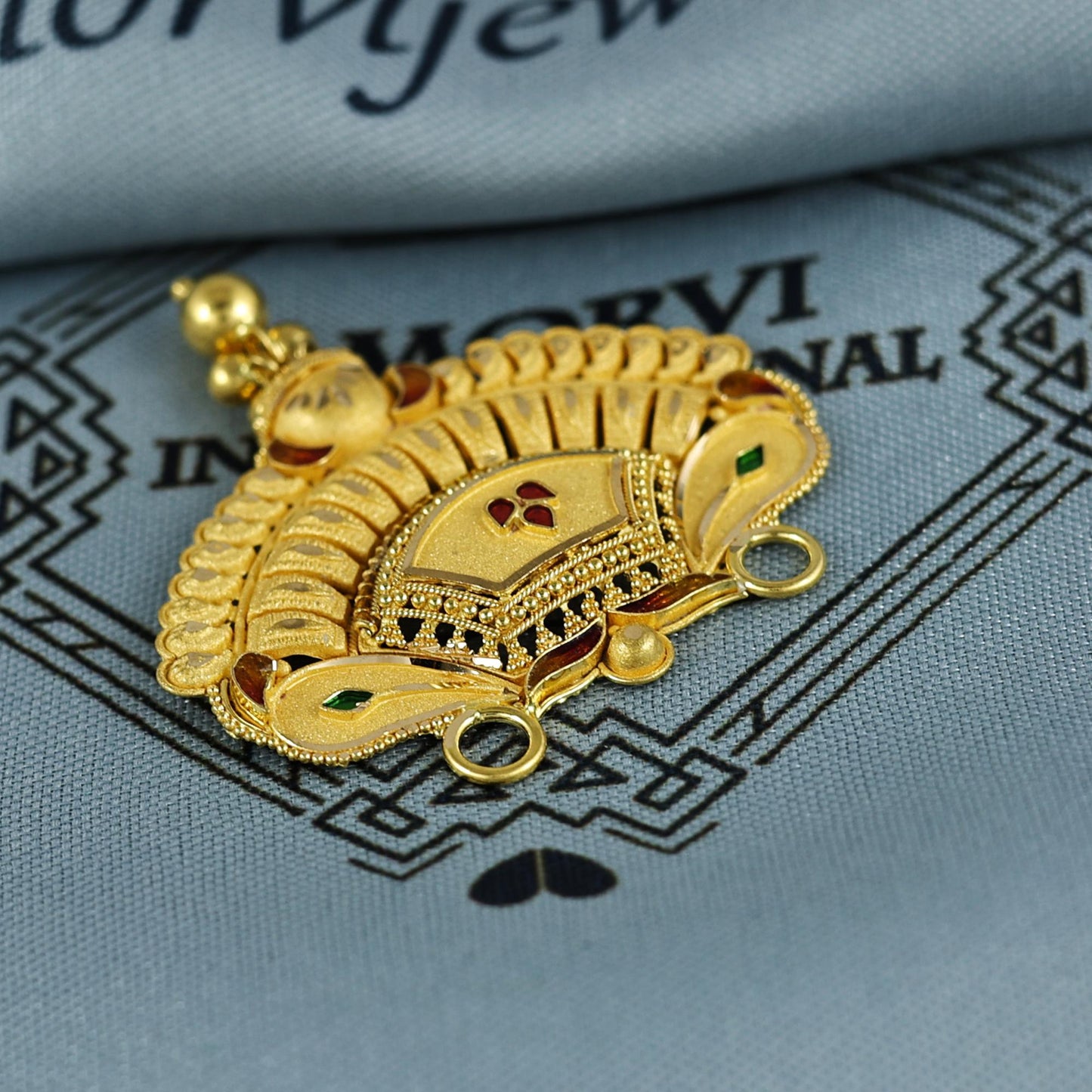 Pure 22k Yellow Gold Pendant Necklace Handmade Indian Mangalsutra Handmade Vintage Antique Design Jewelry, K7004