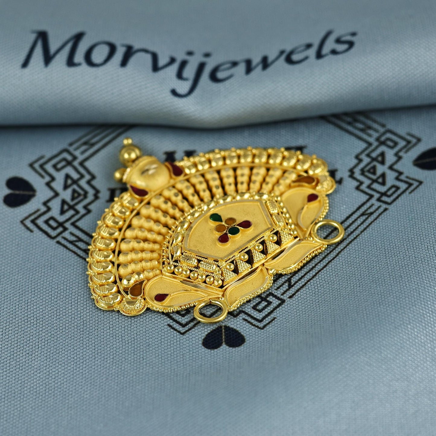 Pure 22k Yellow Gold Pendant Necklace Handmade Indian Mangalsutra Handmade Vintage Antique Design Jewelry, K7005