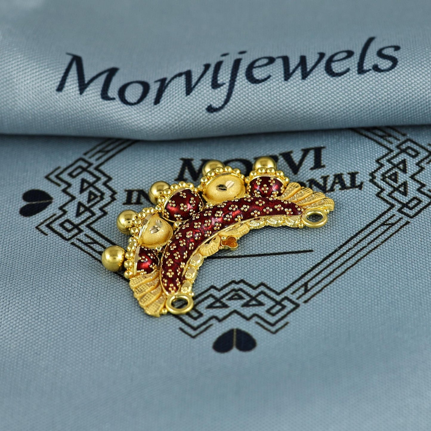 Pure 22k Yellow Gold Pendant Necklace Handmade Indian Mangalsutra Handmade Vintage Antique Design Jewelry, K7008