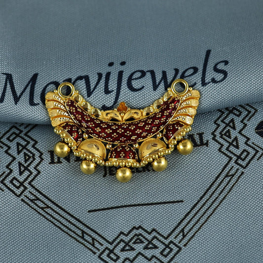Pure 22k Yellow Gold Pendant Necklace Handmade Indian Mangalsutra Handmade Vintage Antique Design Jewelry, K7008
