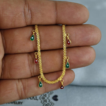 Handmade 22k Gold Nose Chain, Hoop chain, Nose Ring Chain, Indian Jewelry, 6.5 Inch Long, Elegant Design, K7022
