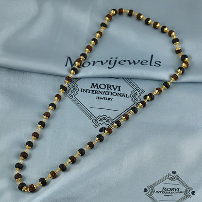 7-8 mm rudraksha chain Beads Necklace in 22k yellow gold , Holy Beads Shiva rudraksh Tulsi Beads Jewelry, K7023