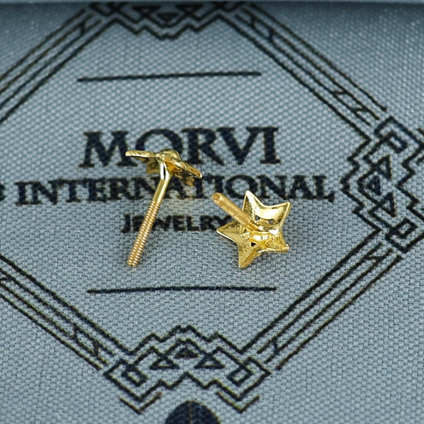 18k Gold Studs earrings, screw back small star earrings, Genuine Gold Earrings Indian Handmade Jewelry for Women, K7026