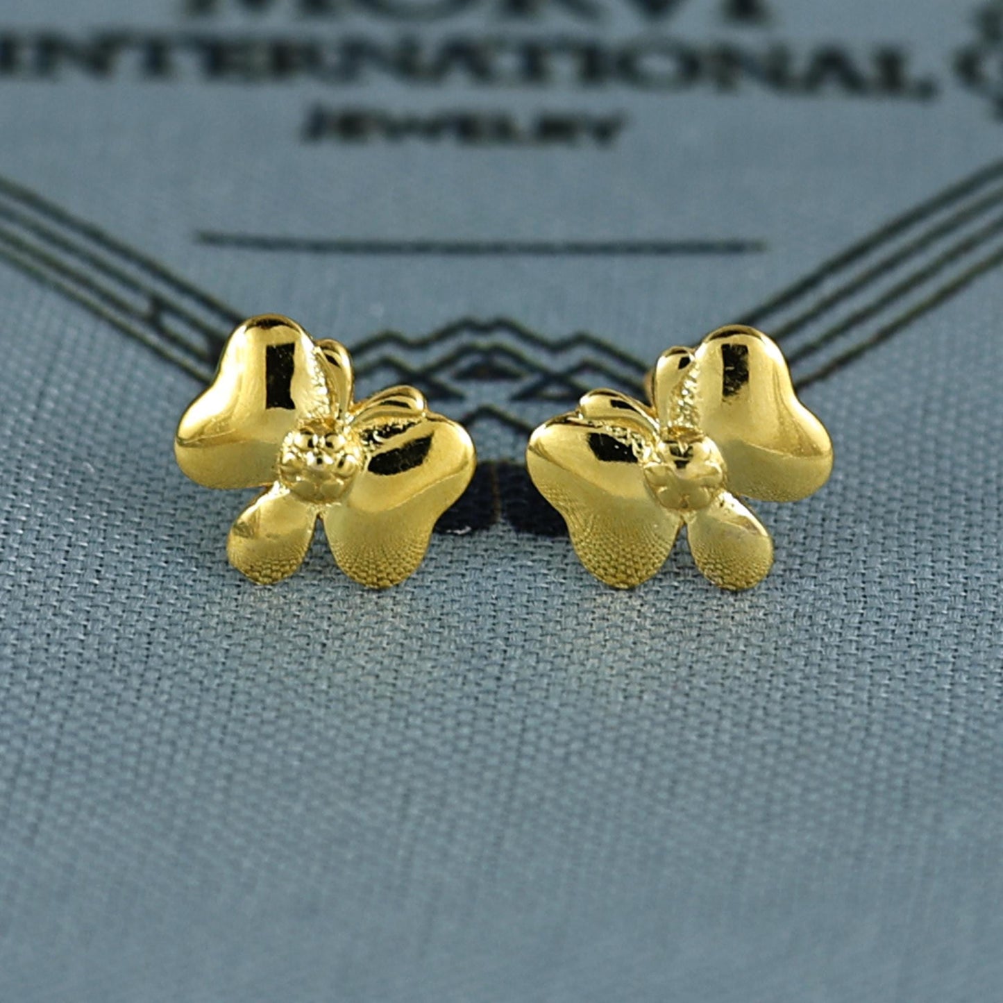 18k Gold Studs earrings, screw back small butterfly earrings, Genuine Gold Earrings Indian Handmade Jewelry for Women, K7027