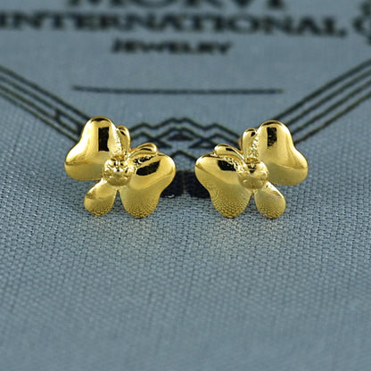18k Gold Studs earrings, screw back small butterfly earrings, Genuine Gold Earrings Indian Handmade Jewelry for Women, K7027