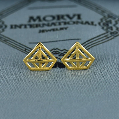 18k Gold Studs earrings, screw back small earrings, Genuine Gold Earrings Indian Handmade Jewelry for Women, K7029