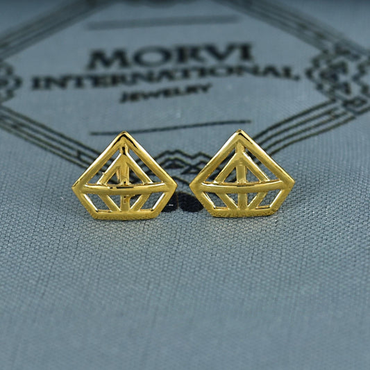 18k Gold Studs earrings, screw back small earrings, Genuine Gold Earrings Indian Handmade Jewelry for Women, K7029
