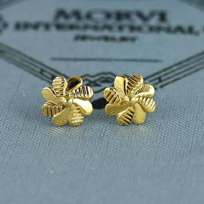 18k Gold Studs earrings, screw back small flower earrings, Genuine Gold Earrings Indian Handmade Jewelry for Women, K7036