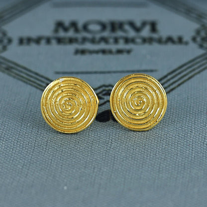 18k Gold Studs earrings, screw back small spiral earrings, Genuine Gold Earrings Indian Handmade Jewelry for Women, K7042