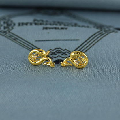 18k Gold Studs earrings, small peacock earrings, Genuine Gold Earrings Indian Handmade Jewelry for Women, K7047