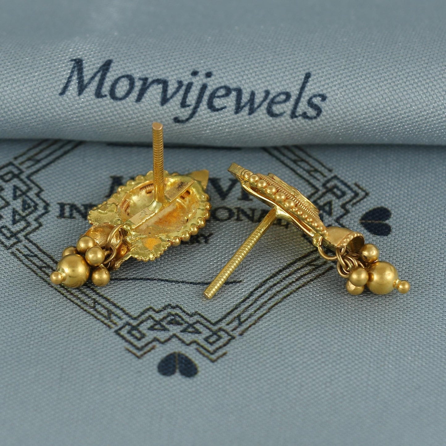 22k pure gold earrings indian asian gold earrings for wedding handmade jewelry for women gift, K7052