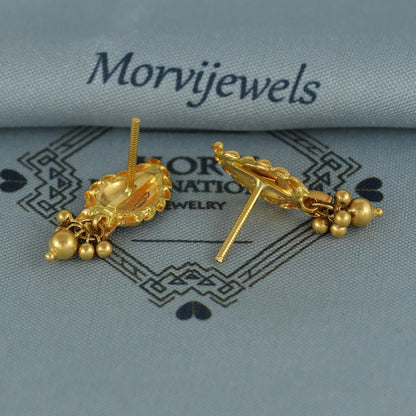 22k pure gold earrings indian asian gold earrings for wedding handmade jewelry for women gift, K7054