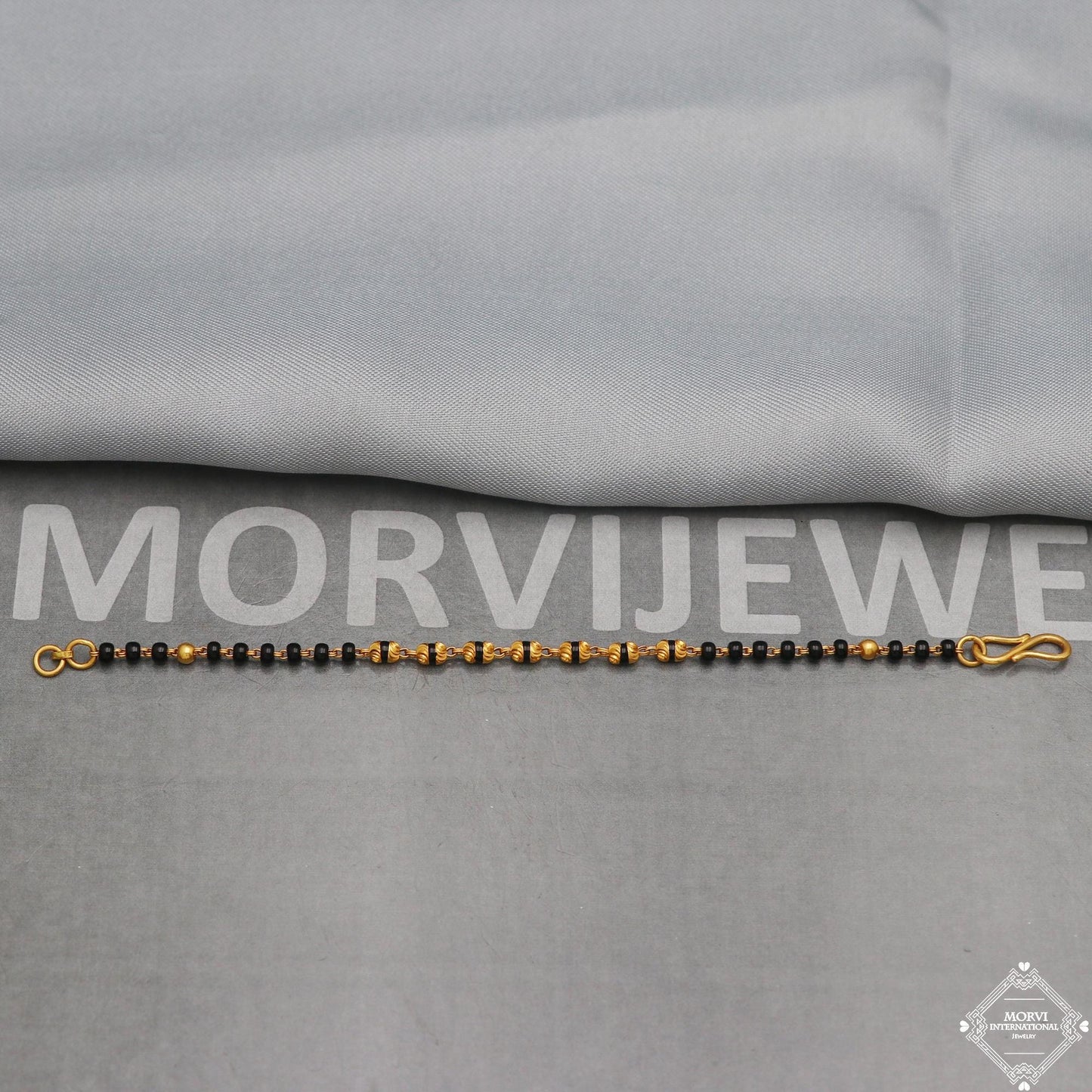 22k Gold Bracelet chain Handmade Black Beads, Beads Mangalsutra Bracelet Jewelry for Gift, ,K5341