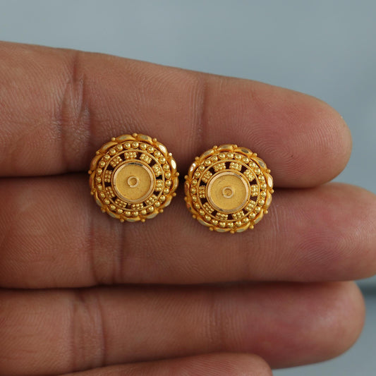 22k pure gold earrings indian asian gold earrings for wedding handmade jewelry for women gift, K7062