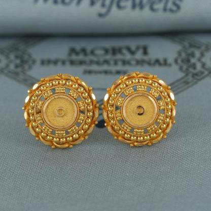 22k pure gold earrings indian asian gold earrings for wedding handmade jewelry for women gift, K7062
