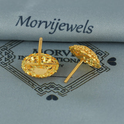 22k pure gold earrings indian asian gold earrings for wedding handmade jewelry for women gift, K7062
