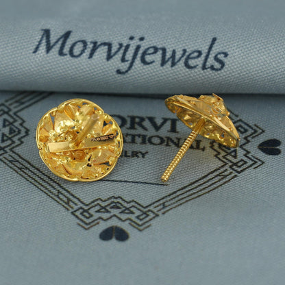 22k pure gold earrings indian asian gold earrings for wedding handmade jewelry for women gift, K7066
