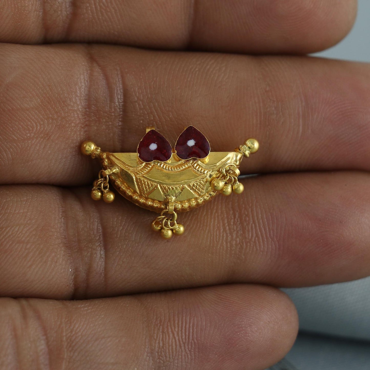 22k Gold Pendant Amulet Jewelry, Tabiz Style Traditional Indian Gold Jewelry, vintage antique design, K7076